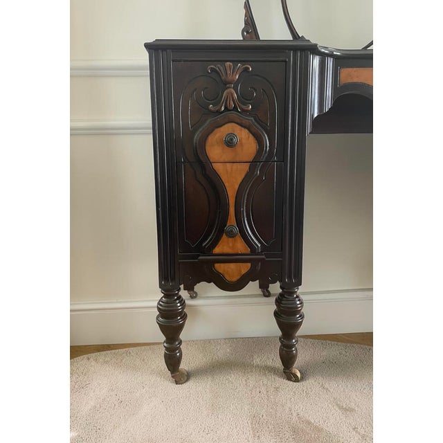 1930s Vintage Jacobean Walnut Vanity For Sale - Image 5 of 12
