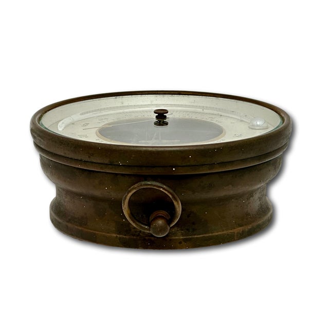 Fine Antique Brass Ships Holosteric Barometer & Thermometer by Pertius,Hulot,Bourgeois & Naudet Paris France For Sale - Image 11 of 18