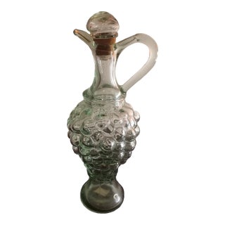 Vetreria Etrusca Spain Pale Green Glass Grapes Pattern Cruet For Sale