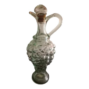 Vetreria Etrusca Spain Pale Green Glass Grapes Pattern Cruet