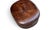 Animal Skin Vintage Oval Brown Leather Ottoman With Brass Nailhead Trim and Rounded Feet For Sale - Image 7 of 10
