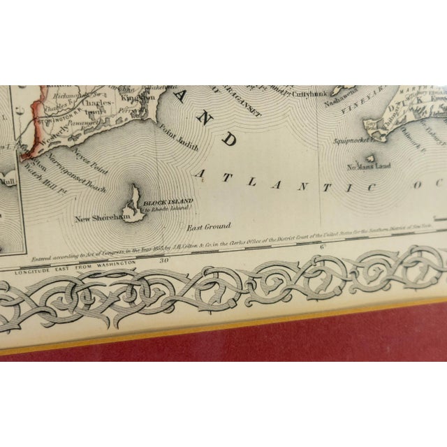 Paper 19th Century American Lithograph Map of Massachusetts and Rhode Island For Sale - Image 7 of 12