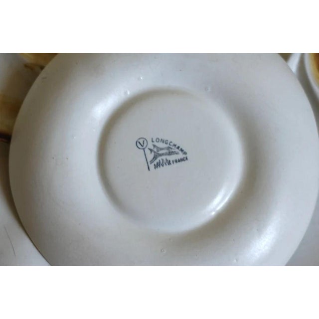 1960s Vintage French Hand-Painted Stoneware Divided Plates from Longchamp, 1960s, Set of 5 For Sale - Image 5 of 9