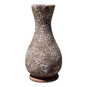 Mid Century Modern Freeman McFarlin Brown Vase With White and Gold Lava Glaze
