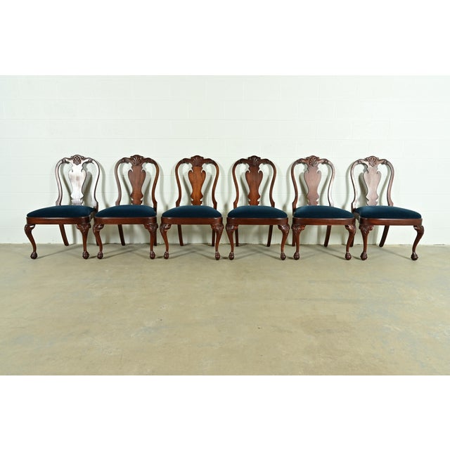English Smith & Watson Georgian Carved Mahogany Dining Chairs, Set of Six For Sale - Image 3 of 14