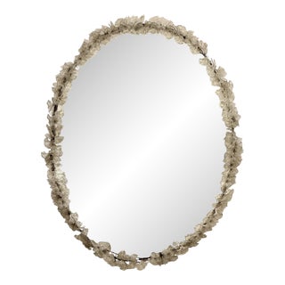 Murano Mirror Rimmed With Hand-Blown Flowers , C. 1950 For Sale