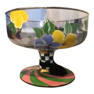1990s Mackenzie-Childs Pansy Compote For Sale
