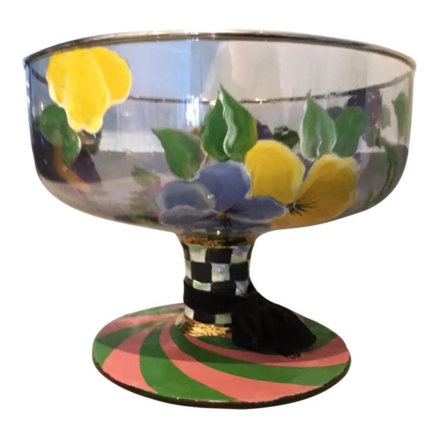 1990s Mackenzie-Childs Pansy Compote For Sale