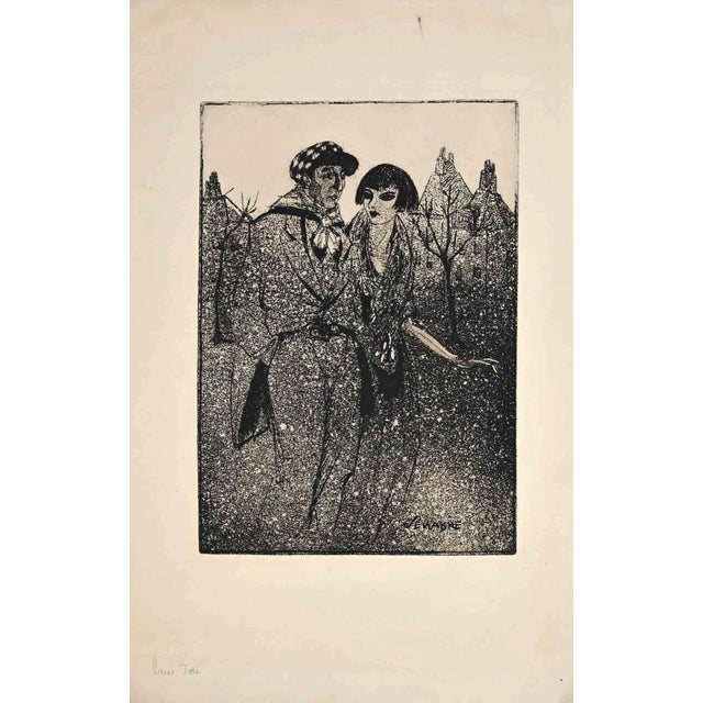 Louis Jou, Couple, Original Etching, Early 20th-Century For Sale
