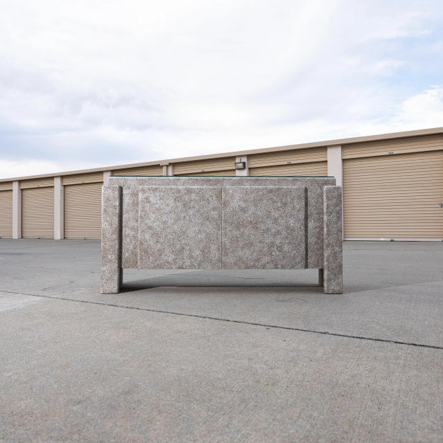 1980s Vintage Postmodern 80s-90s Credenza Cabinet With Glass Top For Sale - Image 5 of 16