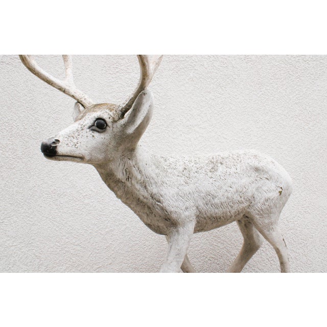 Cabin Majestic Life-Size Cast Concrete Stag Deer Sculpture, Rustic Garden Accent For Sale - Image 3 of 8