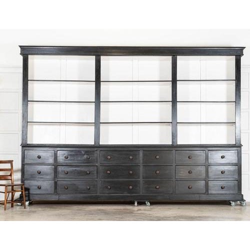 French Monumental Ebonised Bookcase, 1900s For Sale - Image 3 of 12