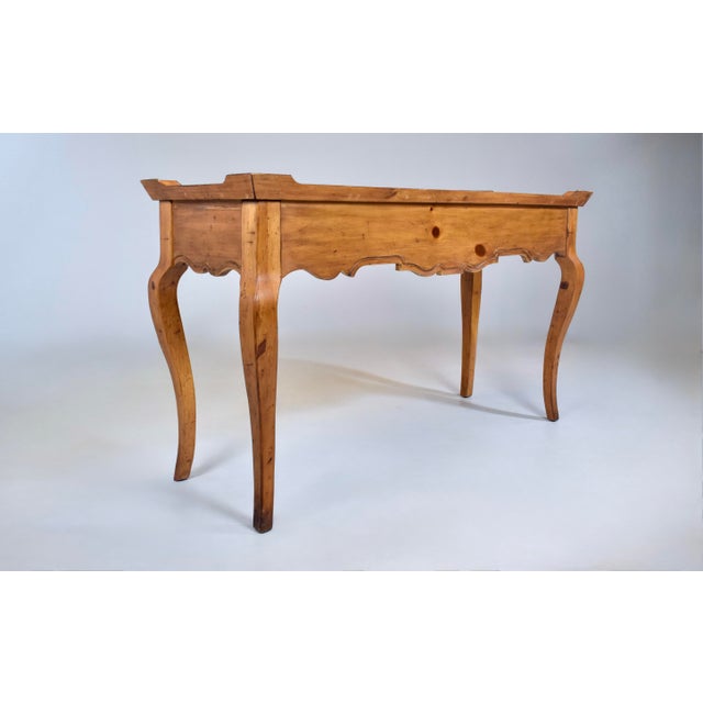Vintage French Country Pine Writing Desk With Glass Top, 1990s, Usa For Sale - Image 10 of 14