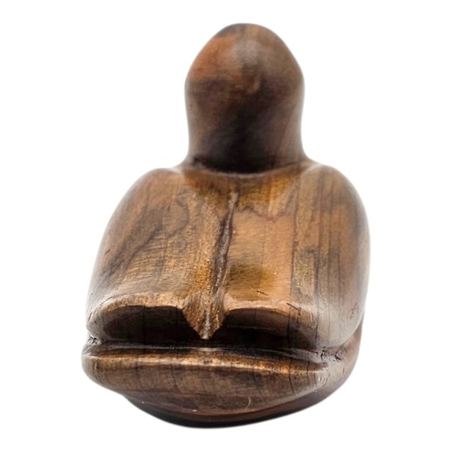 Wood Roy A. Parfait Hand-Carved Duck Sculpture Signed Folk Art Wood Carving For Sale - Image 7 of 12