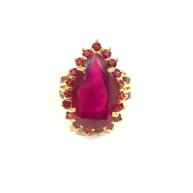 Bochic "Orient" Natural Multi Ruby Vintgae Cocktail Ring Set In 18K Gold &Silver For Sale - Image 11 of 18