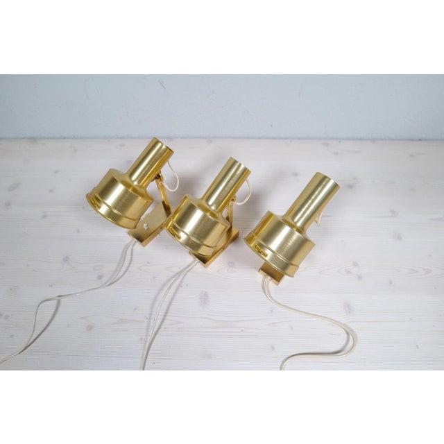 Metal Candela Wall Lights in Brass by Per Sundstedt, Sweden, 1972, Set of 3 For Sale - Image 7 of 18
