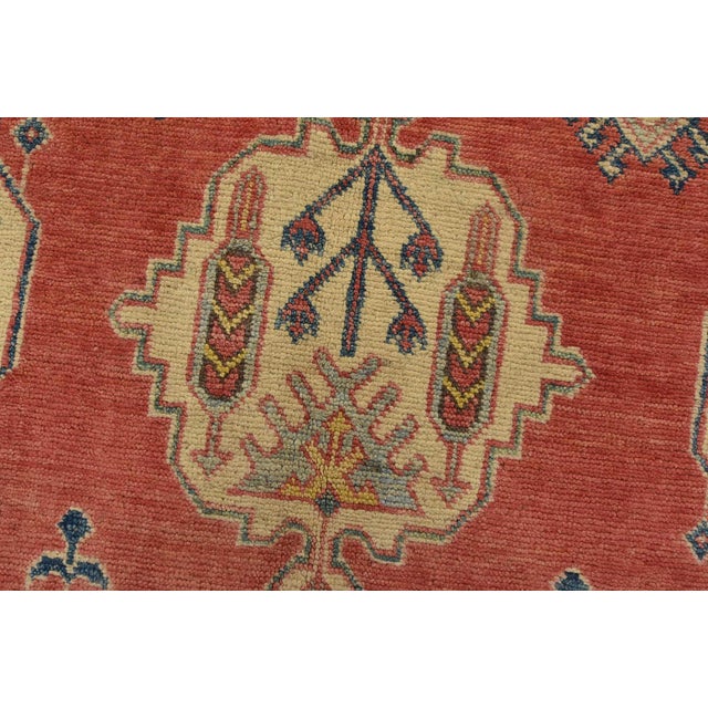 Textile Kazak Rug 6’5” X 8’10” Red Wool Tribal Hand-Knotted Oriental Carpet For Sale - Image 7 of 15