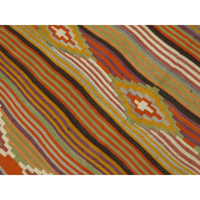 Contemporary Vintage Turkish Striped Kilim - 6'3" x 9'3" For Sale - Image 3 of 6