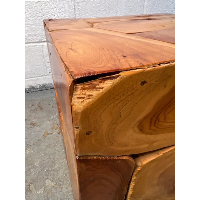 Brown Contemporary Teak Slice End Table For Sale - Image 8 of 11