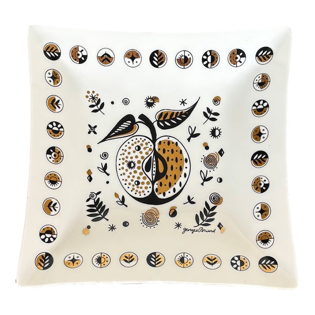 Vintage Georges Briard "Forbidden Fruit" Glass Serving Tray For Sale