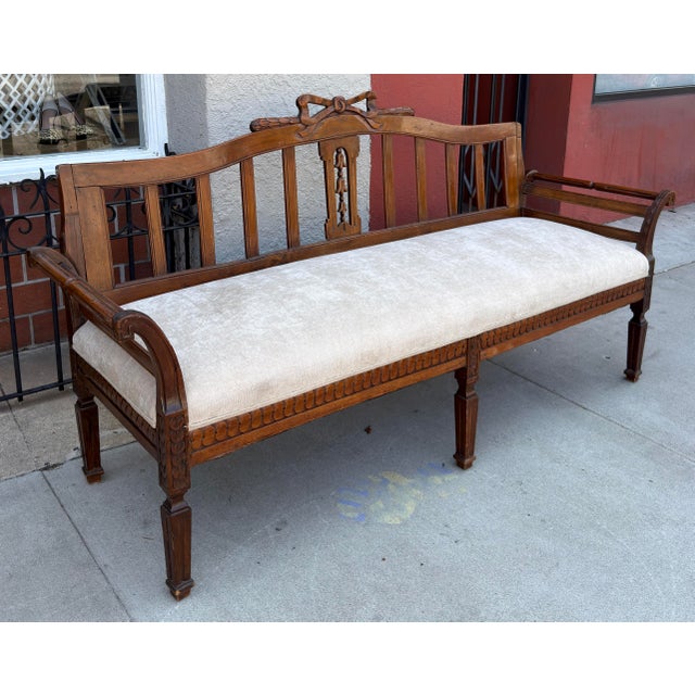 Antique 19c Swedish Gustavian Sofa Settee W Bow Motif For Sale - Image 4 of 7