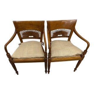 Late 20th Century Anglo-Indian British Colonial Cane Armchairs From the General Hospital Set For Sale