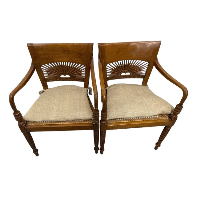Late 20th Century Anglo-Indian British Colonial Cane Armchairs From the General Hospital Set For Sale
