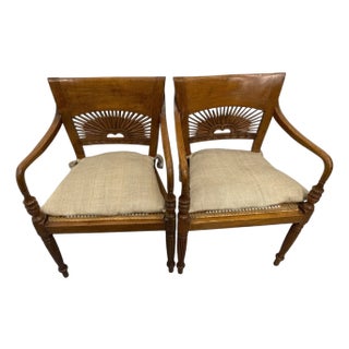 Pair Anglo-Indian British Colonial Cane Armchairs From the General Hospital Set For Sale