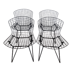 Set of 4 Vintage Attributed to Bertoia for Knoll Side Chairs Recently Professionally Powder-Coated Eggshell Black