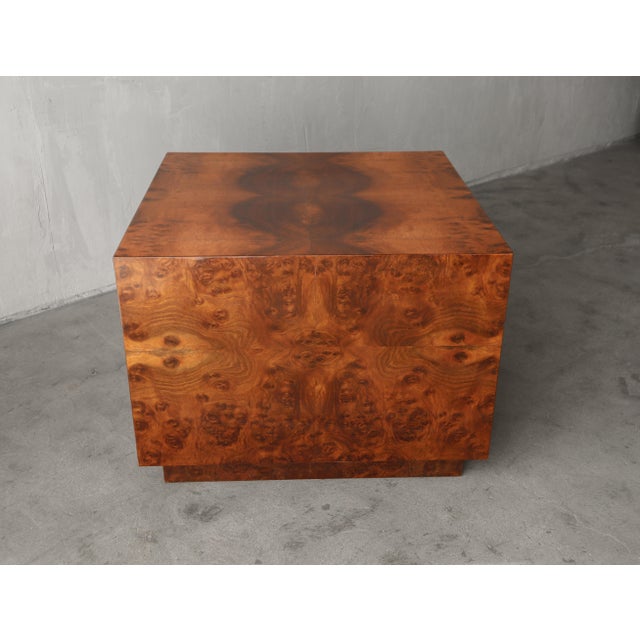 Mid-Century Modern Mid Century Burl Cube Table by Milo Baughman For Sale - Image 3 of 7