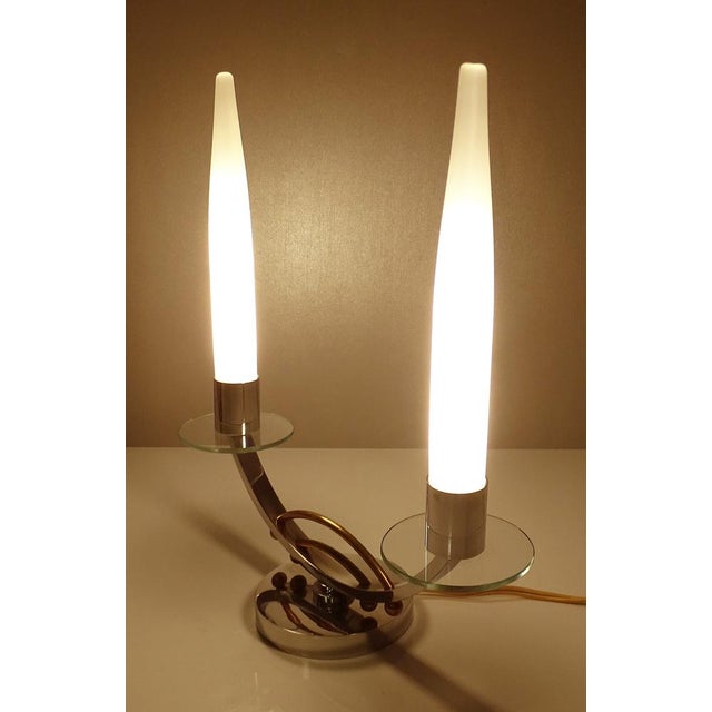 1930s French Art Deco Table Lamps in Chrome and Glass, Set of 2 For Sale - Image 5 of 18