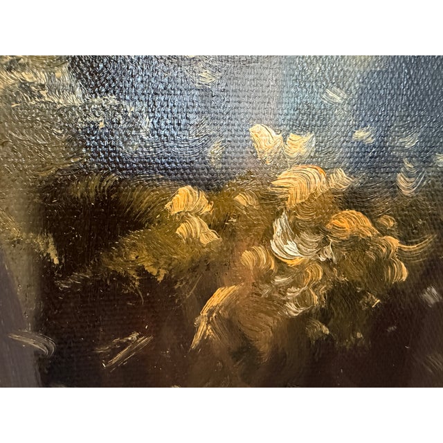 Realism English Fox Hunting Scene Oil Painting on Canvas, Horses & Hounds, Signed Framed For Sale - Image 3 of 10