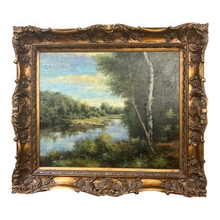 1980s European School Oil on Canvas Signed Framed Landscape Painting Impressionist Style For Sale