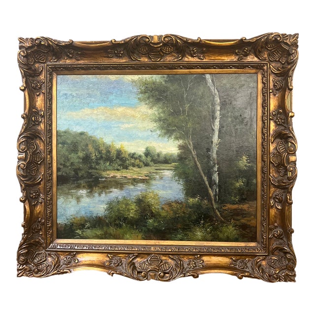 1980s European School Oil on Canvas Signed Framed Landscape Painting Impressionist Style For Sale
