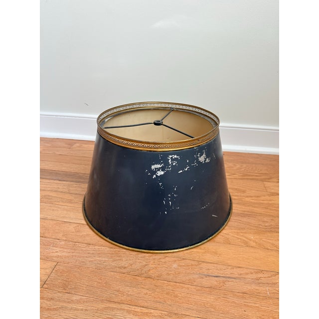 French Country Vintage French Empire Tole Metal Lampshade for Bouillotte Lamp For Sale - Image 3 of 7
