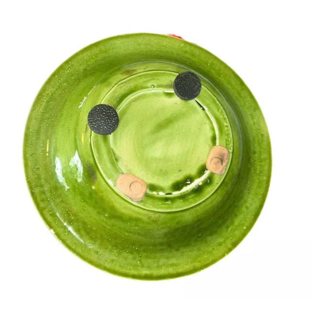 Ceramic Mid 20th Century Majolica Ceramic Pottery Fruit Bowl Basket Centerpiece For Sale - Image 7 of 7