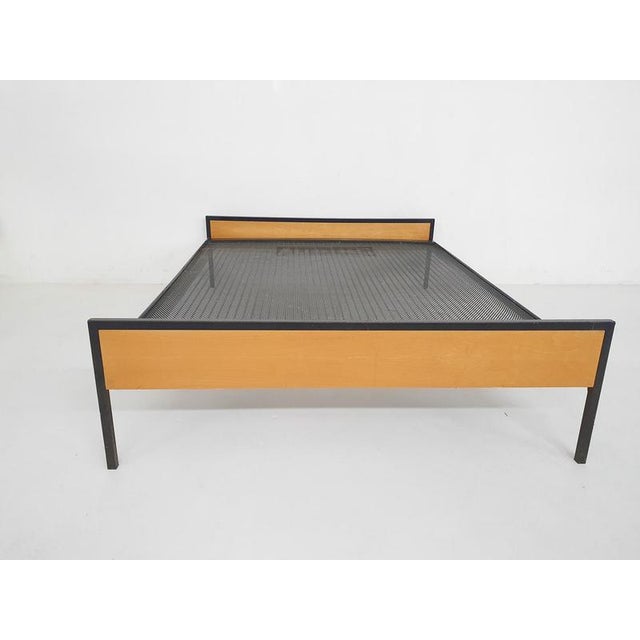 Cees Braakman for Pastoe Japanese series bed in birch and metal. Total width: 246.5 cm headboard width: 155 cm wide...