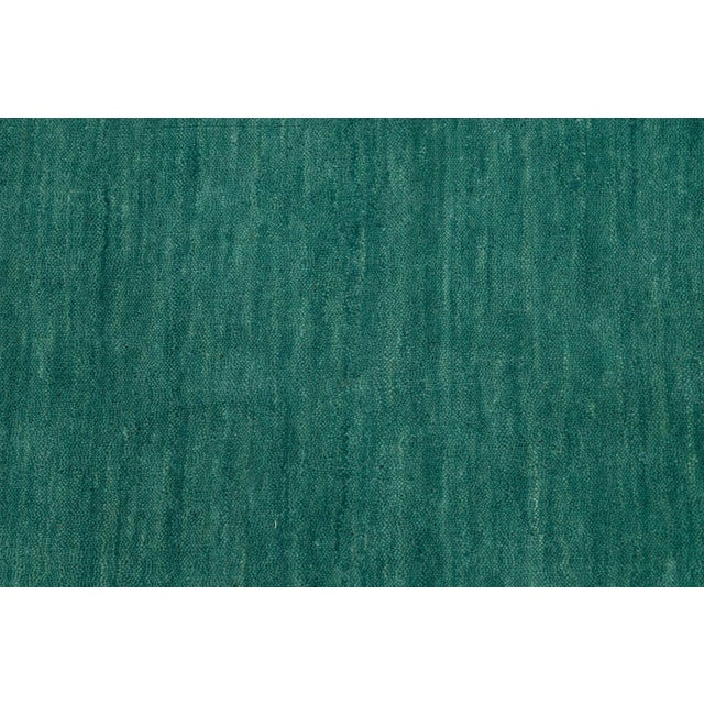 2020s 12x15 Apadana's Modern Gabbeh Hand-Loom Wool Area Rug in Jewel-Toned Green For Sale - Image 5 of 11