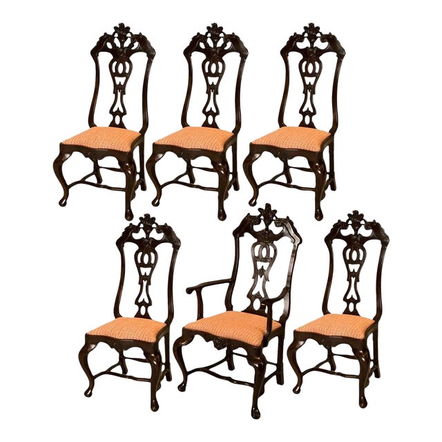 10 Portuguese Rococo Dining Chairs in Jacaranda Wood - 6 18th C. 4 20th C. For Sale