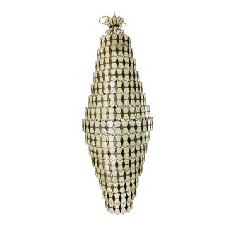 1950s Art Deco Capiz and Brass Pendant Light For Sale