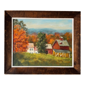 1970"s Vintage "Whitis Farm" Original Oil on Canvas Painting by Esther R. Hiel