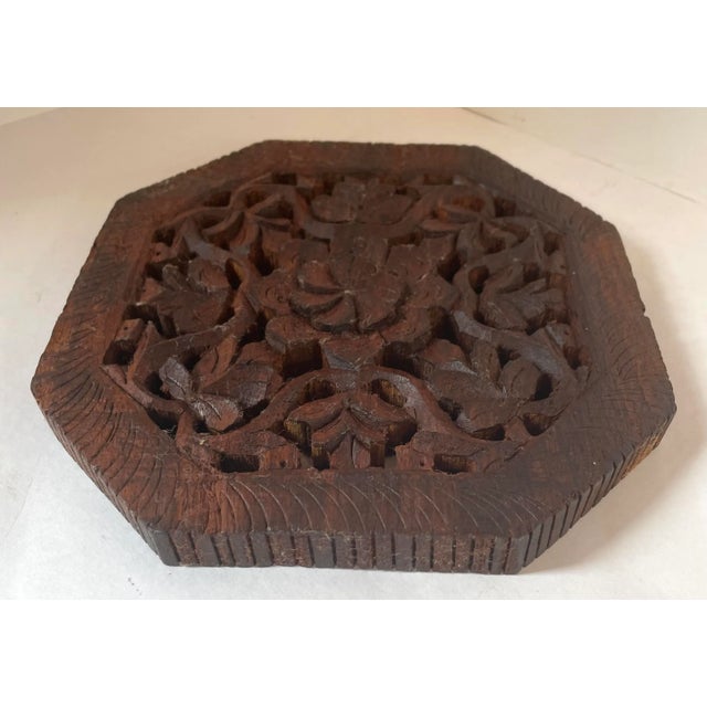 Nice vintage hand carved wooden trivet
