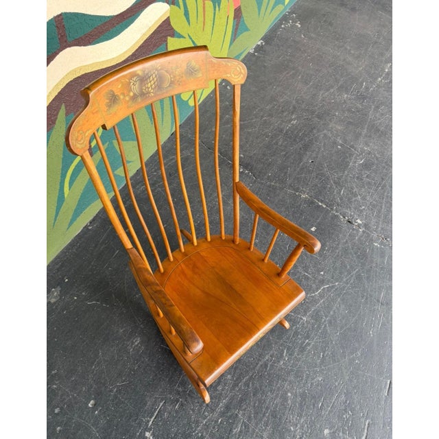 Solid, all wood, traditional Nichols & Stone maple rocking chair with stenciled harvest. Rocks smoothly and it’s in...