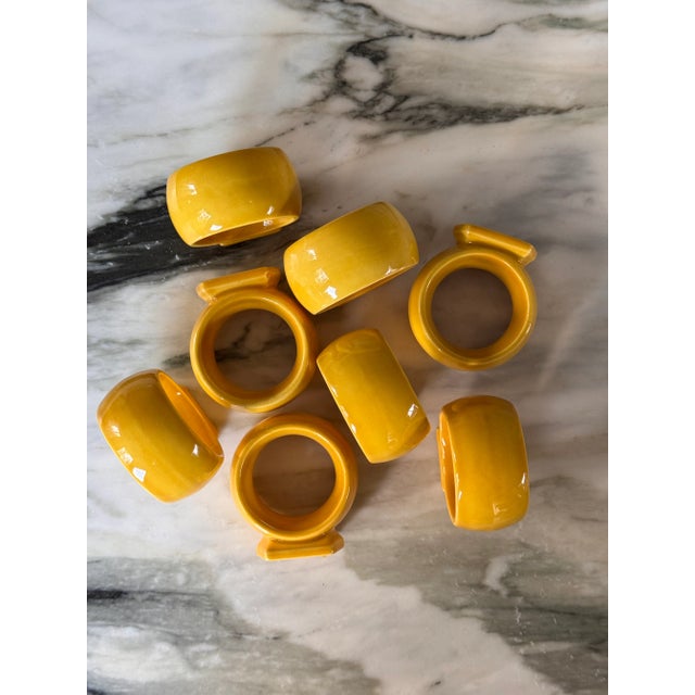 Vintage Italian Yellow Ceramic Napkin Rings - Set of 8 For Sale - Image 11 of 14