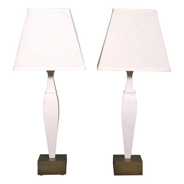 Pair of 20th Century Italian White Marble and Bronze Lamps For Sale