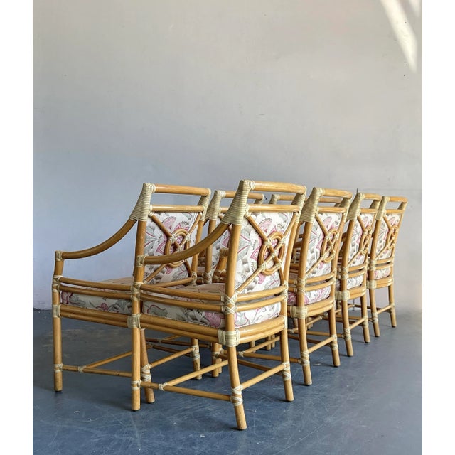 Late 20th Century Vintage Boho McGuire Target Back Dining Chairs - Set of 8 For Sale - Image 5 of 10