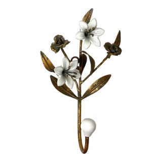 1960s Vintage Italian Ceramic Flower Wall Hook For Sale