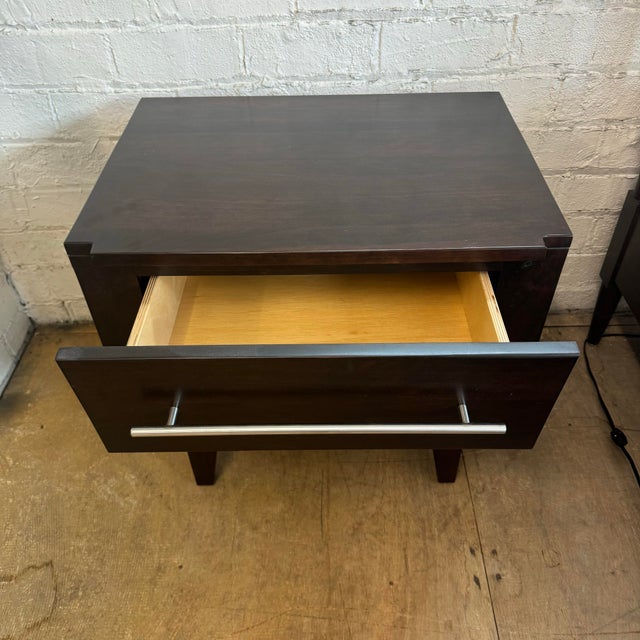 Mid-Century Modern Green Bay Road Modern Maple Nightstand With Stainless Steel Bar Pull For Sale - Image 3 of 5