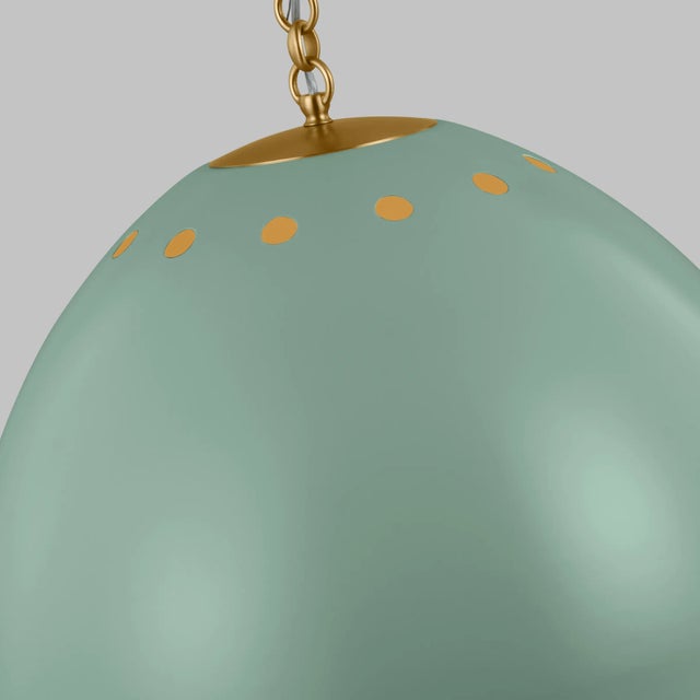 Transitional Thomas O'Brien by Visual Comfort Studio Robbie 1-Light Large Pendant in Eucalyptus For Sale - Image 3 of 5