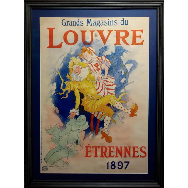 Grands Magasins du Louvre -Original 1897 French Poster by Jules Cheret under glass and professional framed frame size 42 x...